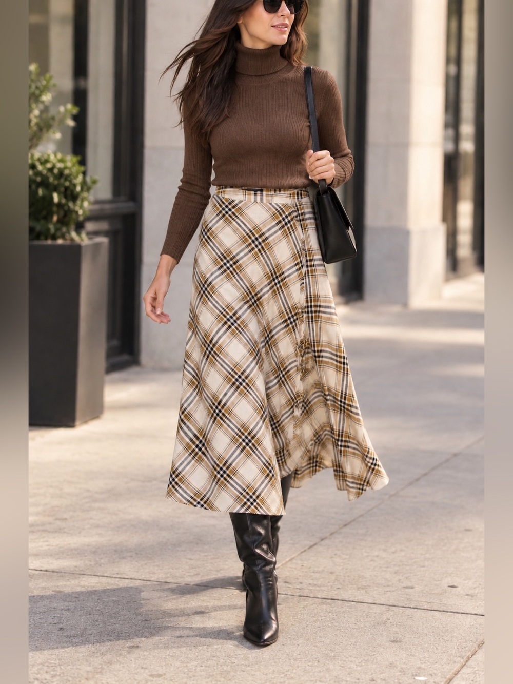 Zara NWT Plaid Wrap Midi Skirt Fringe Asymmetrical Preppy Y2K